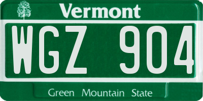 VT license plate WGZ904