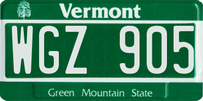 VT license plate WGZ905