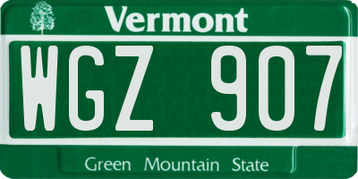 VT license plate WGZ907