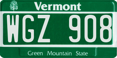 VT license plate WGZ908