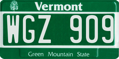 VT license plate WGZ909