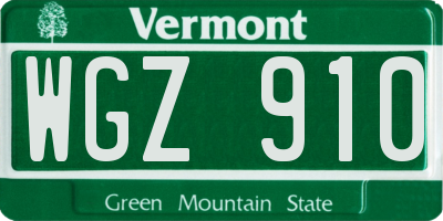 VT license plate WGZ910