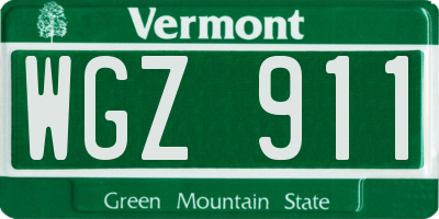 VT license plate WGZ911