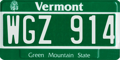 VT license plate WGZ914