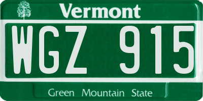 VT license plate WGZ915