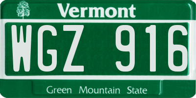 VT license plate WGZ916