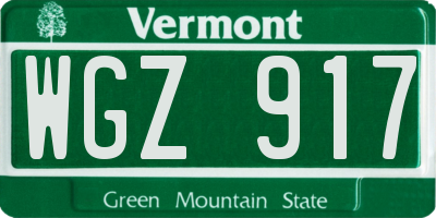 VT license plate WGZ917