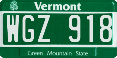 VT license plate WGZ918