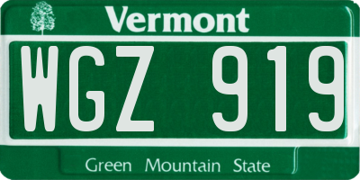 VT license plate WGZ919