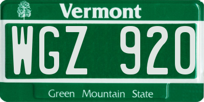 VT license plate WGZ920