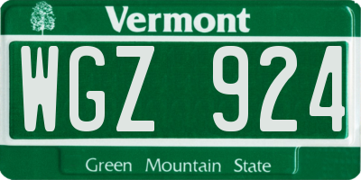VT license plate WGZ924