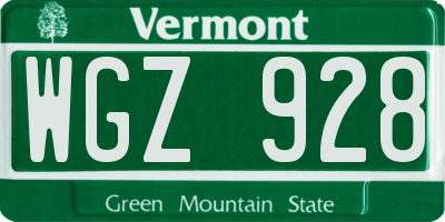 VT license plate WGZ928