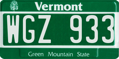 VT license plate WGZ933