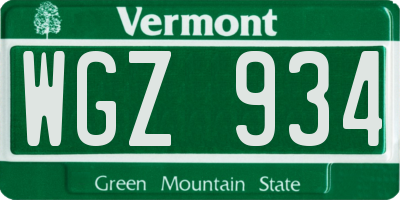 VT license plate WGZ934