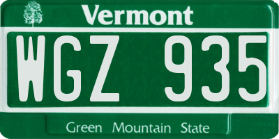 VT license plate WGZ935