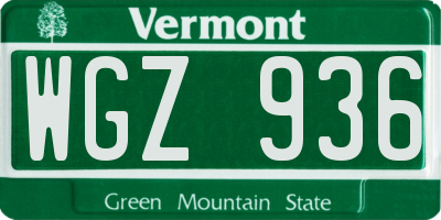 VT license plate WGZ936