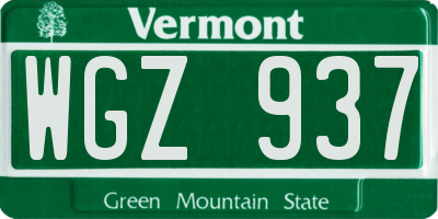 VT license plate WGZ937