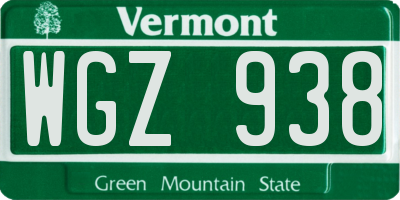 VT license plate WGZ938