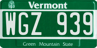 VT license plate WGZ939