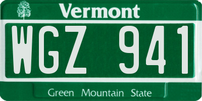 VT license plate WGZ941