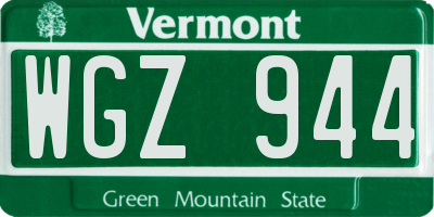 VT license plate WGZ944