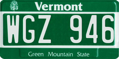 VT license plate WGZ946