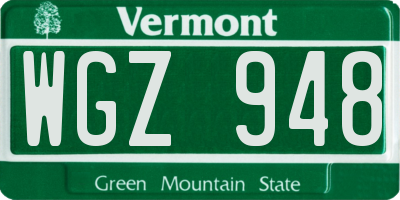 VT license plate WGZ948
