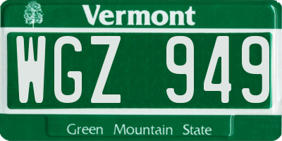 VT license plate WGZ949