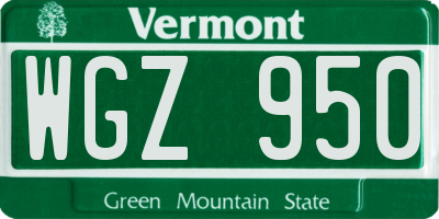 VT license plate WGZ950