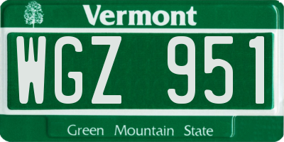 VT license plate WGZ951