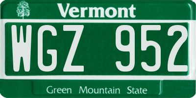 VT license plate WGZ952