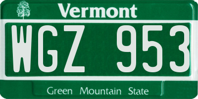 VT license plate WGZ953