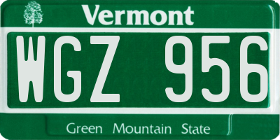 VT license plate WGZ956