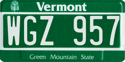 VT license plate WGZ957