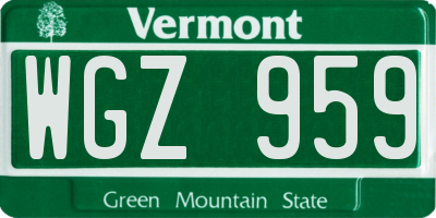 VT license plate WGZ959