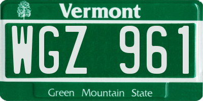 VT license plate WGZ961