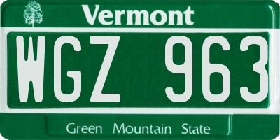 VT license plate WGZ963