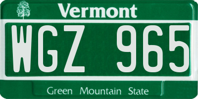 VT license plate WGZ965