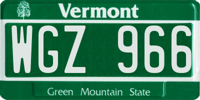 VT license plate WGZ966