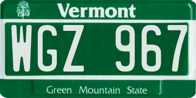 VT license plate WGZ967