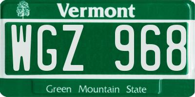 VT license plate WGZ968