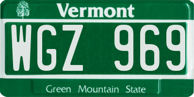 VT license plate WGZ969