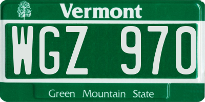 VT license plate WGZ970