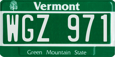 VT license plate WGZ971