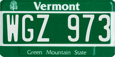 VT license plate WGZ973
