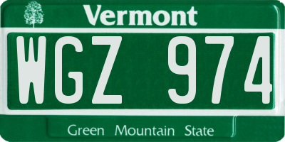 VT license plate WGZ974