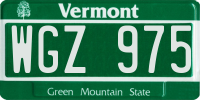 VT license plate WGZ975