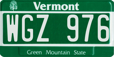 VT license plate WGZ976