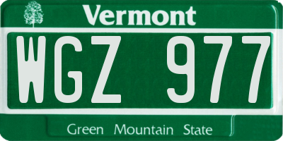 VT license plate WGZ977