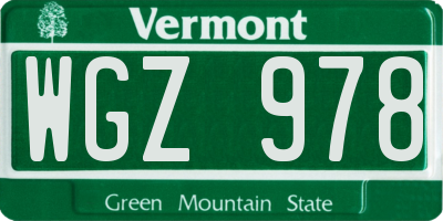 VT license plate WGZ978